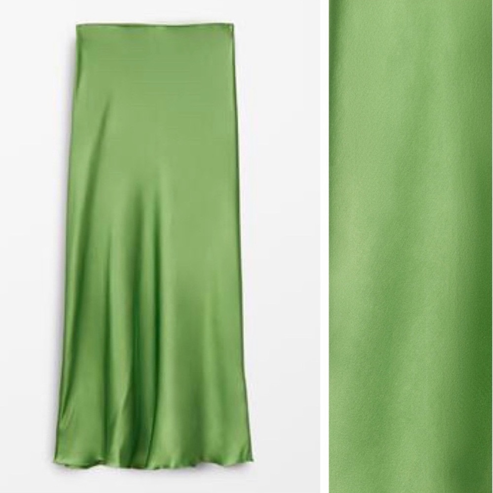 NWT Massimo Dutti Long Green Satin skirt US L
